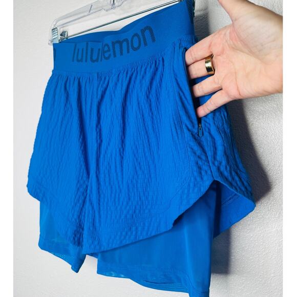 Lululemon Blue Crinkle High Rise Shorts Size 4 Women's Lined Athletic - Picture 5 of 14